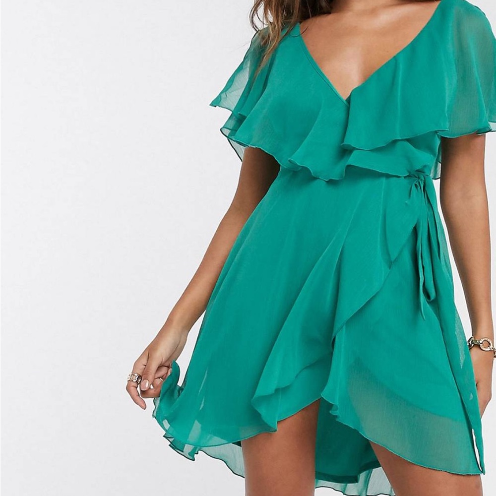 Asos teal wrap dress